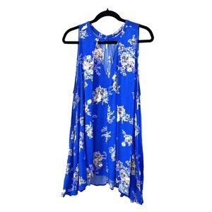 Free People Womens Small Dress Blue Floral Tunic Swing Trapeze Top Boho Cottage